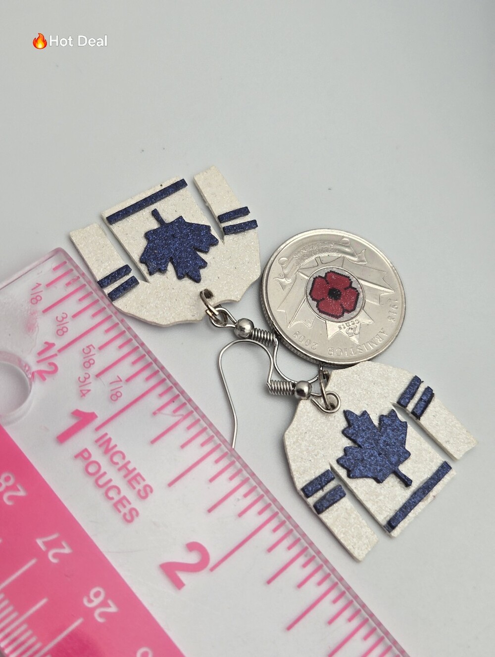 β¨2/$10β¨ Handmade Toronto Maple Leafs Hockey Jersey Clay Dangle Earrings 1.5" - Picture 5 of 5